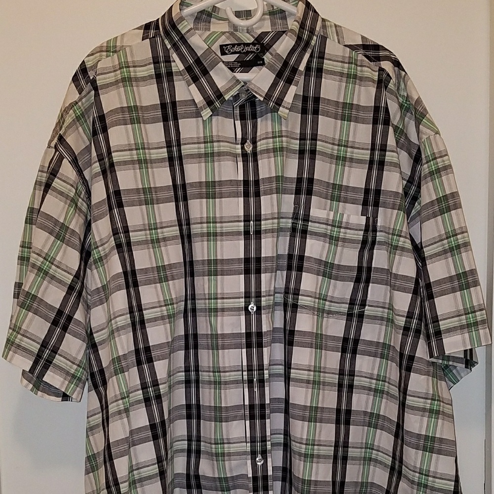 Lime Green and white plaid shirt